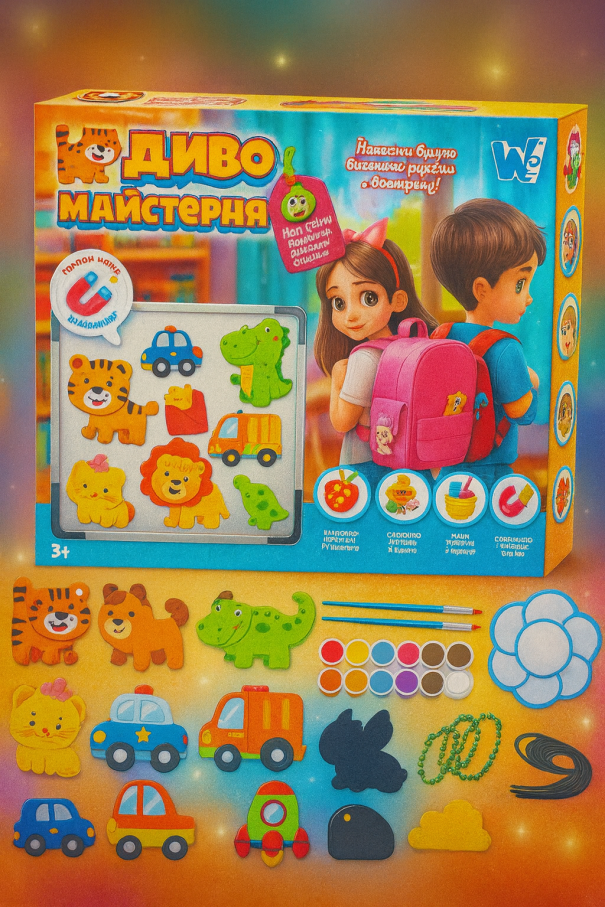Магнітні брелки "Диво майстерня" 47751 (60) "WToys", шнурок, основи, фарби, пензлики, палітра, в кор