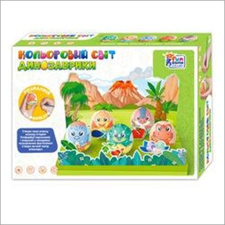гр Кольоровий світ 55635 (24/2) "4FUN Game Club", "Динозаврики", 5 яєць, фарби, декор, в коробці