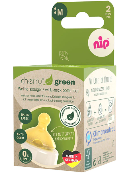 Соска кругла Cherry Green (латекс)(від 0 м.),М (середній потік),(2 шт)/ NIP