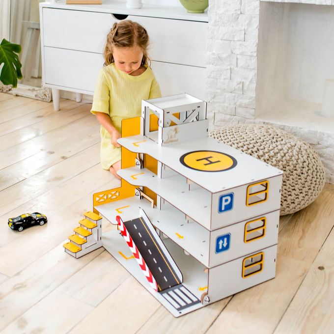 Дитячий гараж-парковка NestWood з ліфтом Mini жовтий (kdp003j)