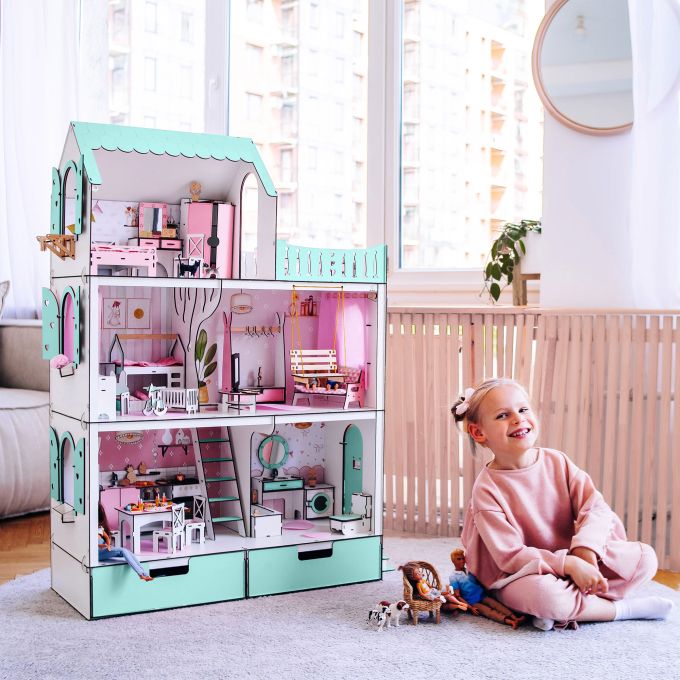 Ляльковий будиночок для Барбі NestWood Люкс м'ятний (kdb005m)