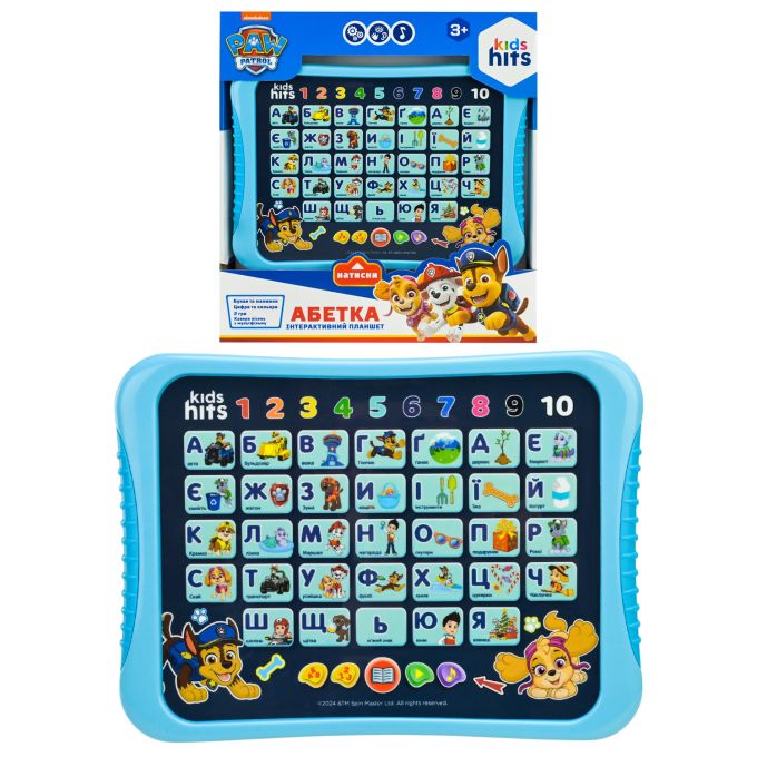 Планшет Kids Hits арт. KH01/014L (48шт)"Абетка." Paw Patrol батар., звук ,короб. 25*27*4см.