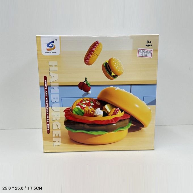 Продукти арт. 108-20A (24шт/2)   набір овочі, фрукти, у гамбургері короб.  см