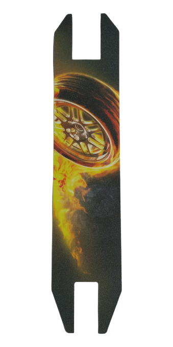 Гриптейп (Наждак, Шкурка) для ТС 106 х 495 мм (Wheel in fire Размер 106 мм х 495 мм (1 шт - 1,2 $) - 5 шт )