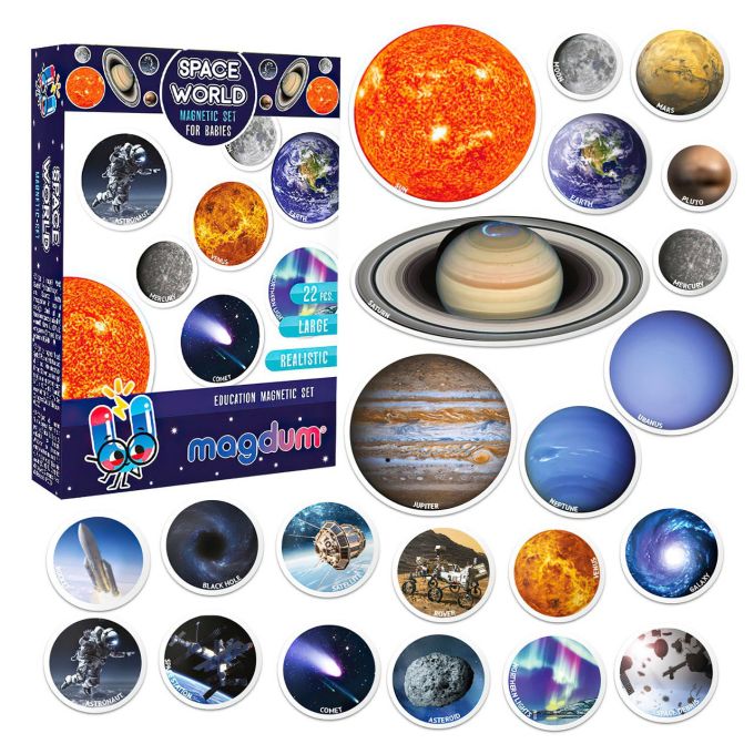 гр Набір магнітів "Space world" ML4031-22 EN  "Magdum", англ. мова, 22 магніти, в коробці