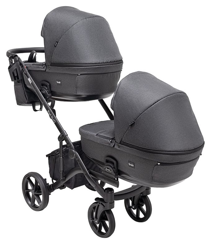 Коляска 2 в 1 для двійні Bair Kiwi DUO Soft BKD-219-1 графіт
