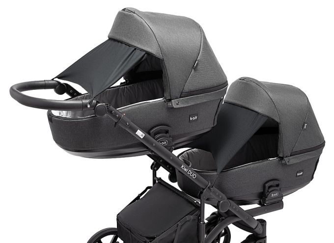 Коляска 2 в 1 для двійні Bair Kiwi DUO Soft BKD-219-1 графіт