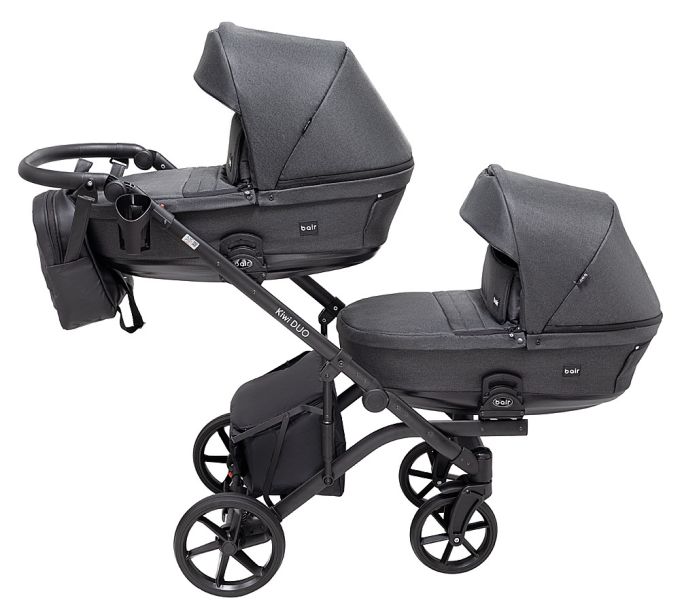Коляска 2 в 1 для двійні Bair Kiwi DUO Soft BKD-219-1 графіт
