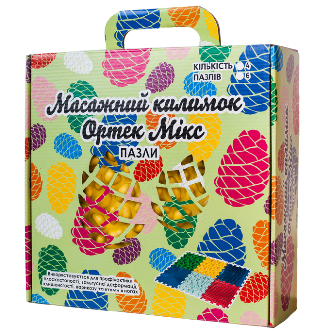 Килимок масажний "Пазли Мікс" 8 елементів 27x28 см