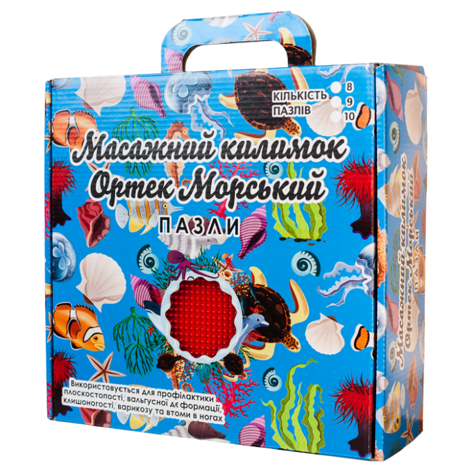 Килимок масажний "Пазли Морський" 9 елементів 27x28 см
