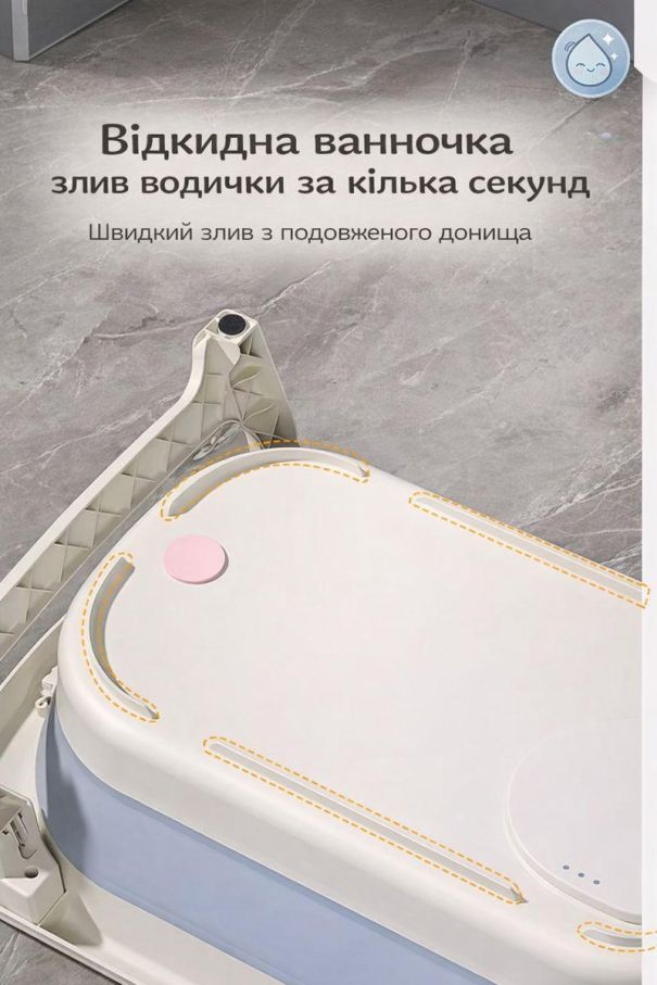Ванночка складна для дітей Terrio з подушкою та термометром Персикова