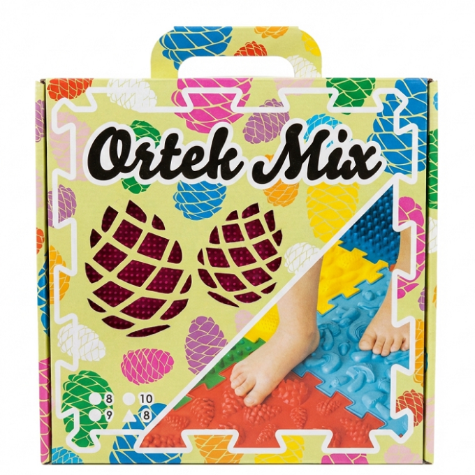 Килимок масажний для реабілітації “Ortek Mix” 10 елементів Жорсткий 28x27 см