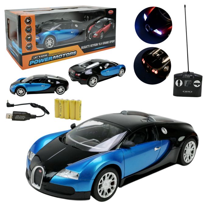 Машина р/к арт. PM1402 BLUE (12шт),"POWERMOTORS",1:14 BUGATTI VEYRON,синій колір, акум.,батар., світло, кор. 45*19*17см
