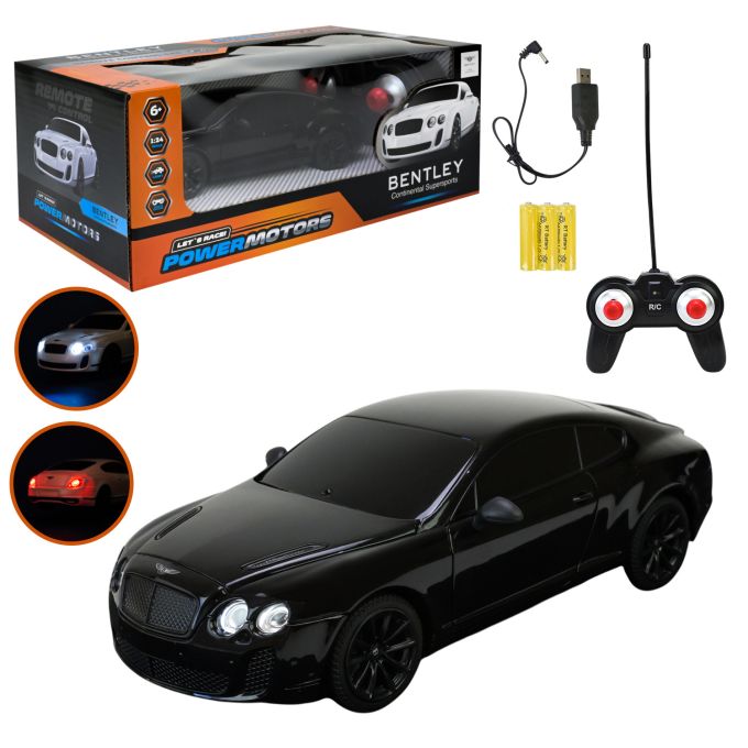 Машина р/к арт. PM2403 BLACK (24шт),"POWERMOTORS",1:24 BENTLEY GT SUPERSPORT,чорний колір, акум.,світло у кор.26,5*14*10,5см.