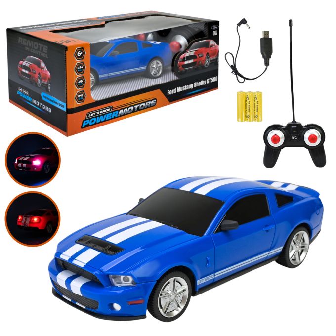 Машина р/к арт. PM2405 BLUE (24шт),"POWERMOTORS",1:24 FORD MUSTANG GT500,синiй колiр, акум.,світло у кор.26,5*14*10,5см.