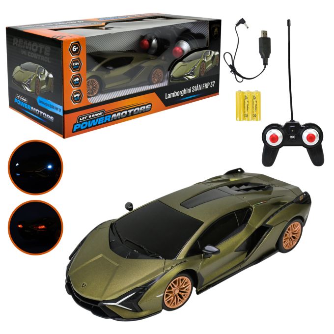 Машина р/к арт. PM2411 GREEN (24шт),"POWERMOTORS",1:24 LAMBORGHINI SIAN,зелен. колiр, акум.,батар., світл у кор.26,5*14*10,5см.