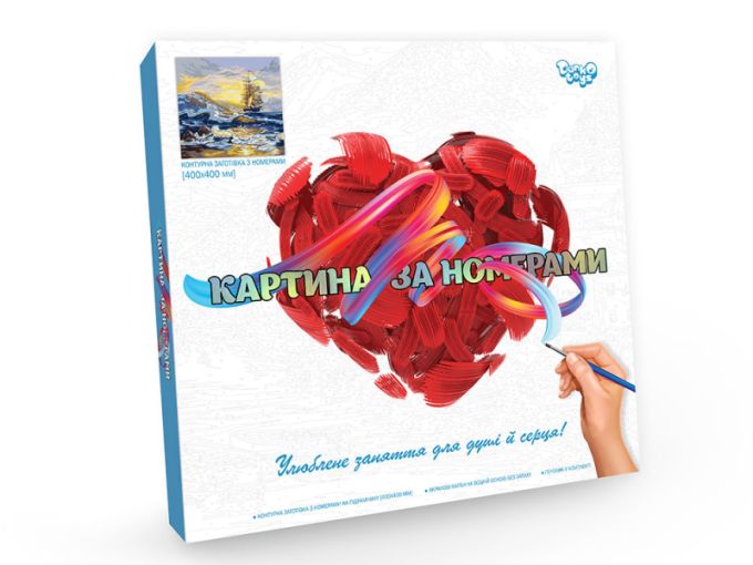 Креативна творчість "Картина за номерами на полотні" 40см*40см MIX арт. KpN-02-01U,02U,03U,...10U  короб.2*40*40см