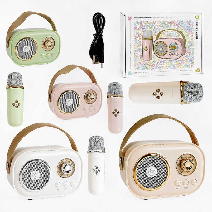Караоке C 66373 (40) 4 види, bluetooth, мікрофон, підсвічування, від акумулятора/мережі, type-c, TF-