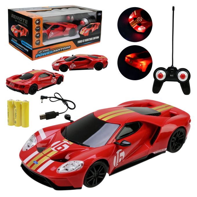 Машина р/к арт. PM2413 (24шт),"POWERMOTORS",1:24 FORD GT HERITAGE EDITION,червоний колiр, акум.,світло у кор.26,5*14*10,5см.