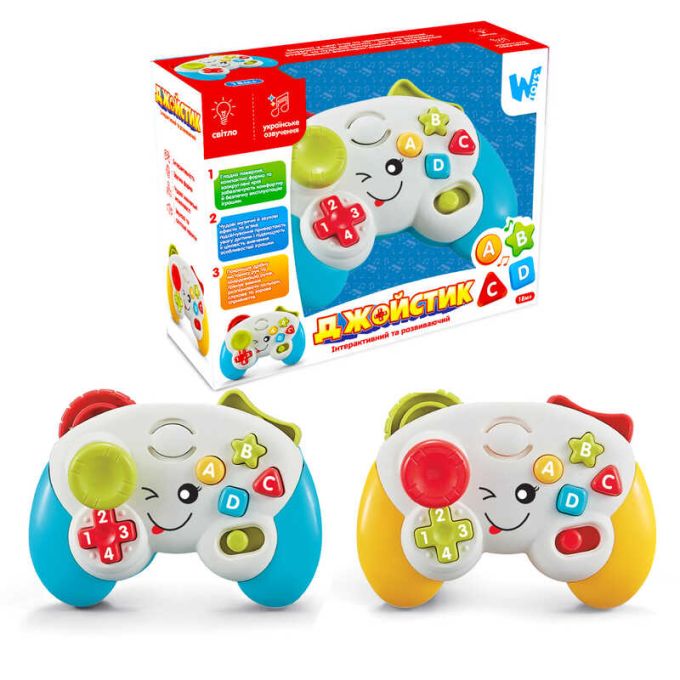 Розвиваючий джойстик 63566 (72/2) "WToys", 2 кольори, ОЗВУЧУВАННЯ УКРАЇНСЬКОЮ МОВОЮ, 8 пісень, 4 каз
