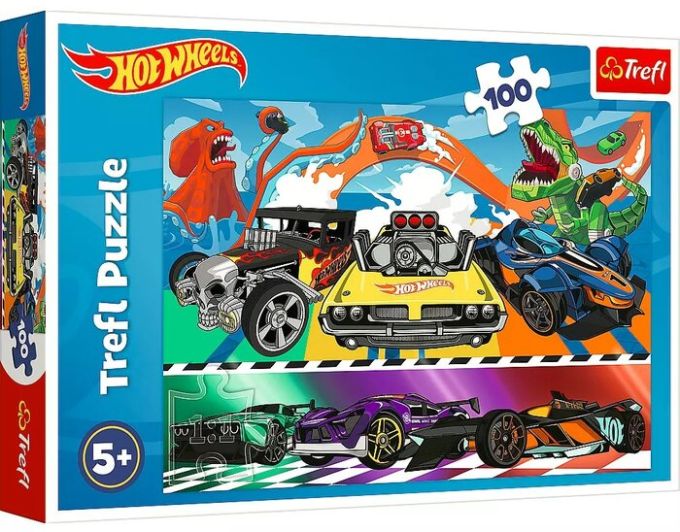 Пазли - (100 елм.) - "Швидкісні авто" / Hot Wheels/Trefl