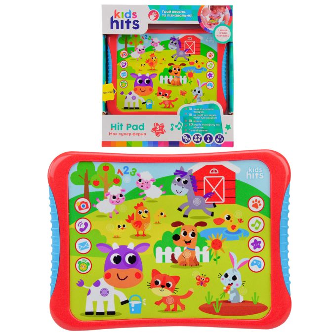 Планшет Kids Hits арт. KH01/004 (48шт)"Моя супер ферма"батар, на укр,назви тварин,звуки,вірши,мелодіі,гра,р-р 23,8*17*2см, короб.25*27*4см