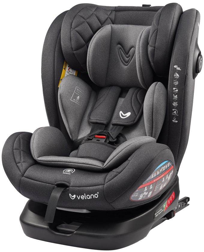 Автокрісло VELANO Aura 360° i-Size 40–150 см, ISOFIX, grey